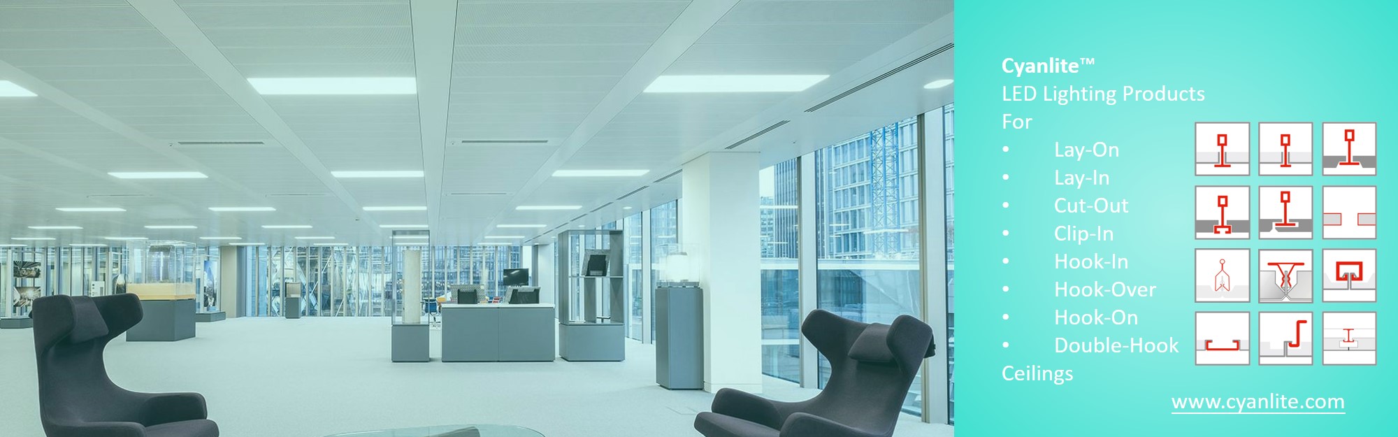 Cyanlite LED panel Lights for different ceilings