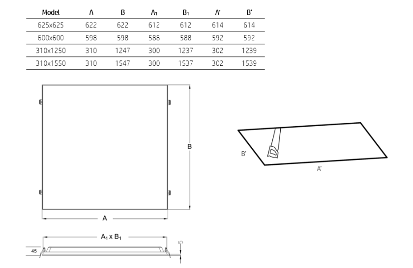 HIPO panel dimension & installation dimension drawing