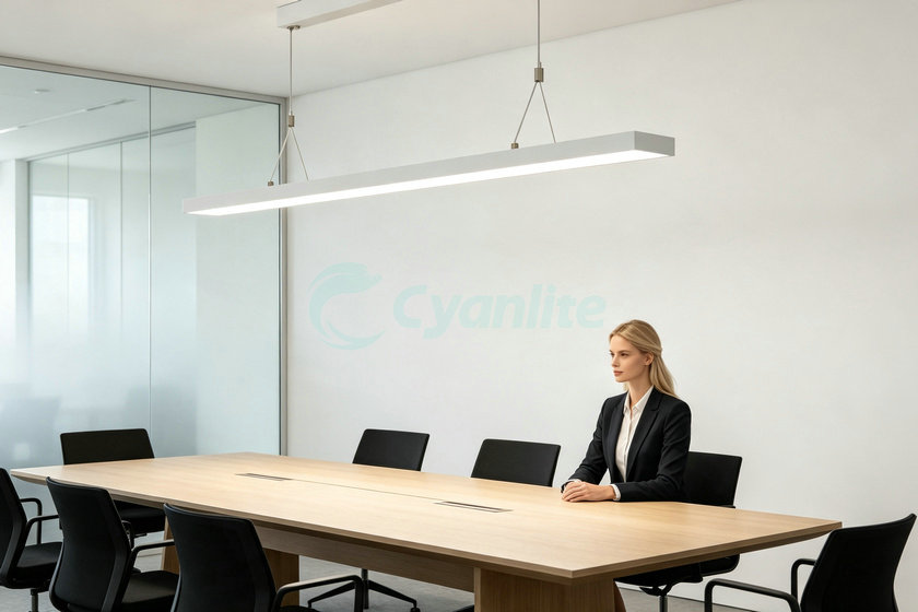 VISTRA suspended linear light frameless physical rendering